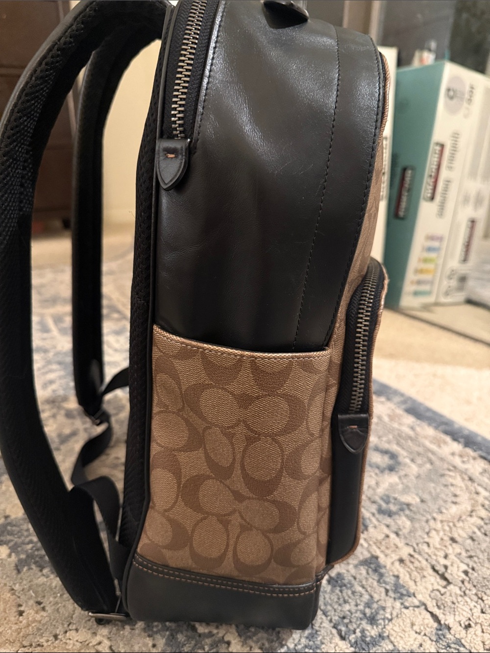 Coach Signature Monogram Brown Stripe Men's Backpack - Picture 6 of 12
